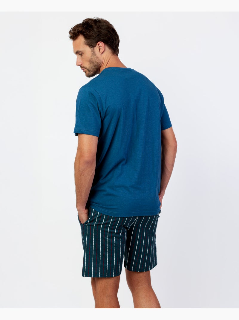 Pyjama à manches courtes Signature pour homme RESTEZ À LA MAISON Bleu marine - Kiabi