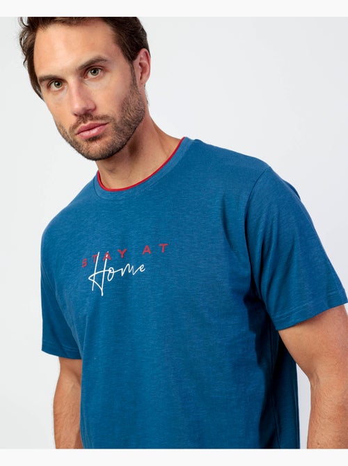 Pyjama à manches courtes Signature pour homme RESTEZ À LA MAISON - Kiabi Pyjama à manches courtes Signature pour homme RESTEZ À LA MAISON - Kiabi