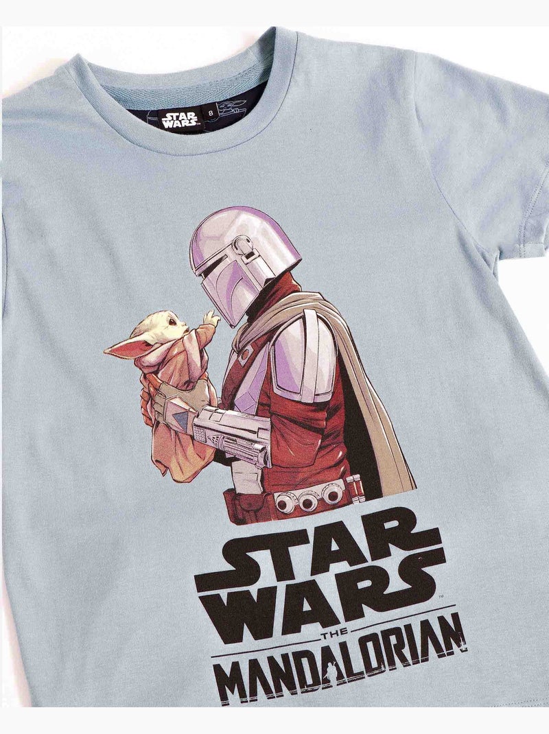Pyjama à manches courtes Star Wars Mandalorian Baby Yoda pour garçon Bleu aqua - Kiabi
