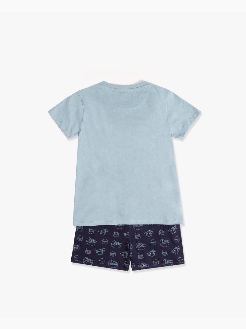 Pyjama à manches courtes Star Wars Mandalorian Baby Yoda pour garçon Bleu aqua - Kiabi