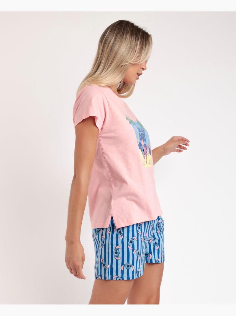 Pyjama à manches courtes Stitch Waves pour femme de Disney Rose - Kiabi