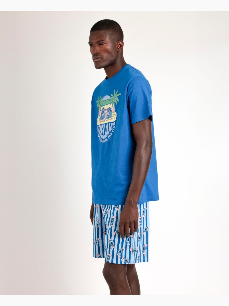 Pyjama à manches courtes Stitch Waves pour homme de Disney Bleu - Kiabi
