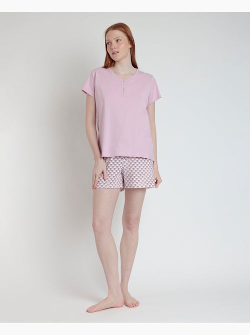 Pyjama à manches courtes style grec pour femme RESTEZ À LA MAISON - Kiabi Pyjama à manches courtes style grec pour femme RESTEZ À LA MAISON - Kiabi