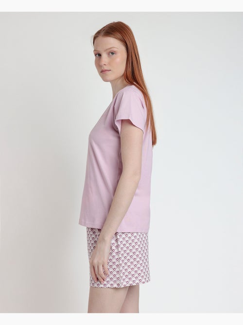 Pyjama à manches courtes style grec pour femme RESTEZ À LA MAISON - Kiabi Pyjama à manches courtes style grec pour femme RESTEZ À LA MAISON - Kiabi