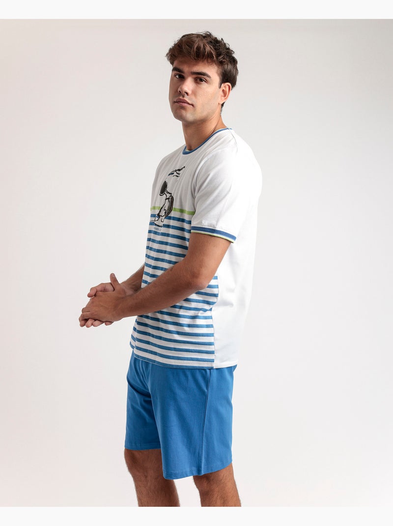 Pyjama à manches courtes Tennis Club pour homme PEANUTS Bleu - Kiabi