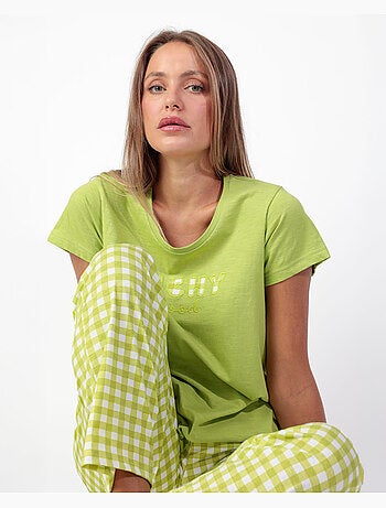 Pyjama à manches courtes Vichy Mood pour femme ADMAS