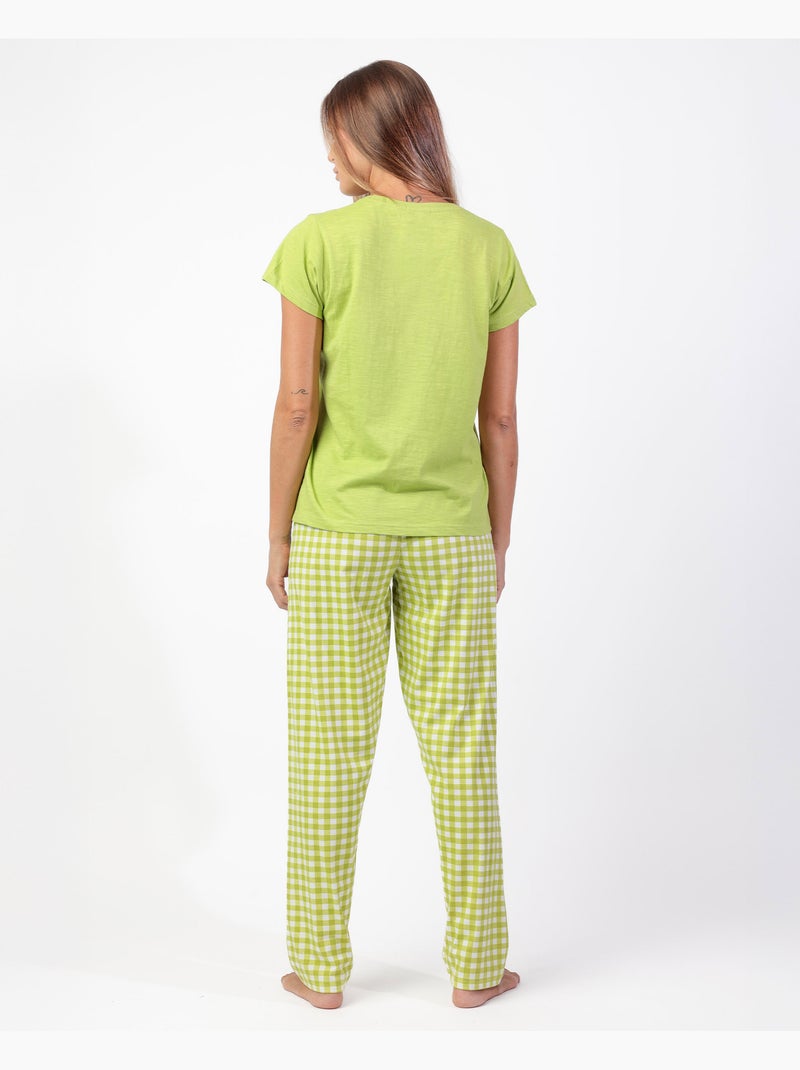 Pyjama à manches courtes Vichy Mood pour femme ADMAS Jaune citron - Kiabi