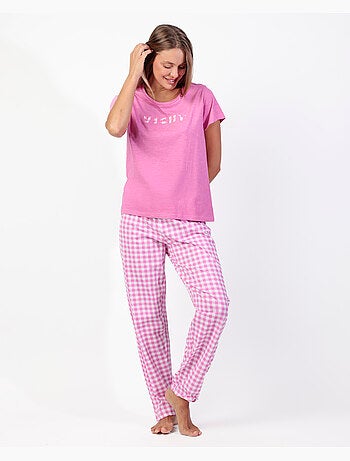Pyjama à manches courtes Vichy Mood pour femme ADMAS