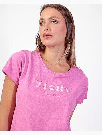 Pyjama à manches courtes Vichy Mood pour femme ADMAS