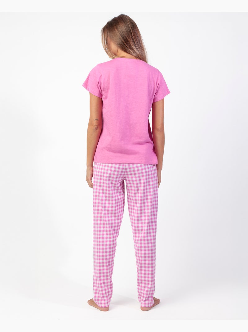 Pyjama à manches courtes Vichy Mood pour femme ADMAS Rose - Kiabi