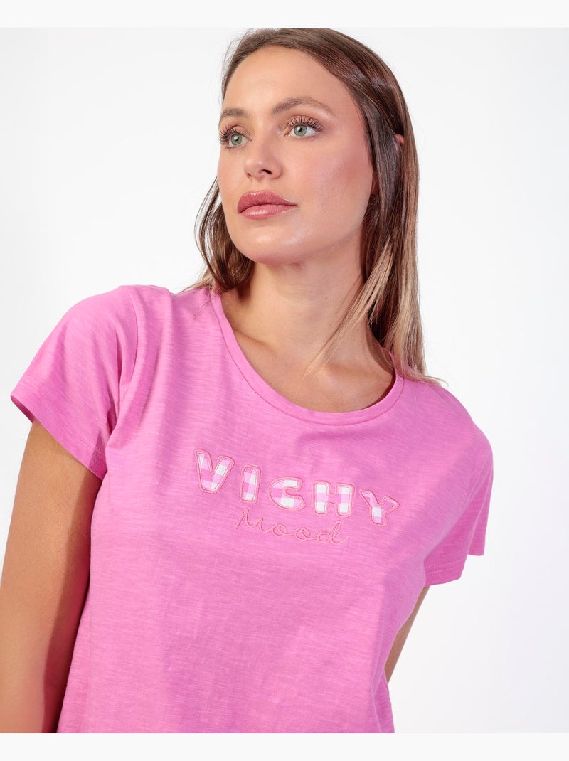 Pyjama à manches courtes Vichy Mood pour femme ADMAS Rose - Kiabi