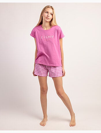Pyjama à manches courtes Vichy Mood pour femme ADMAS
