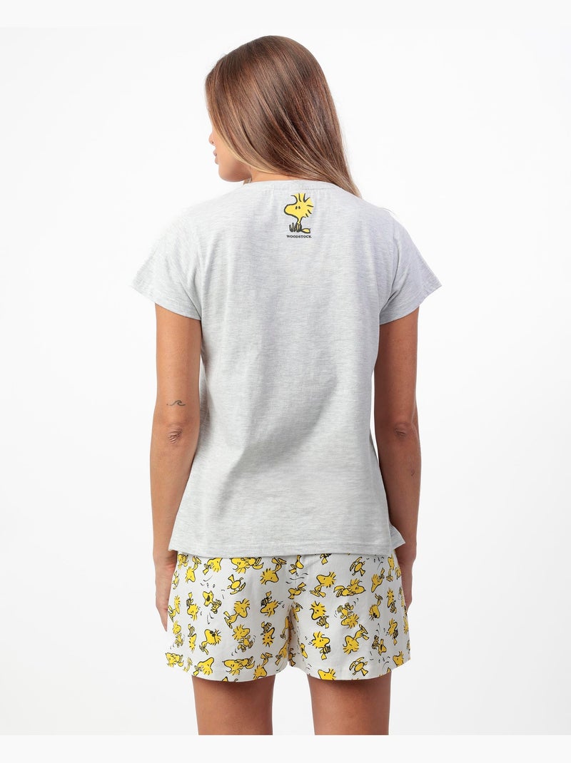 Pyjama à manches courtes Woodstock pour femme PEANUTS Gris chiné - Kiabi
