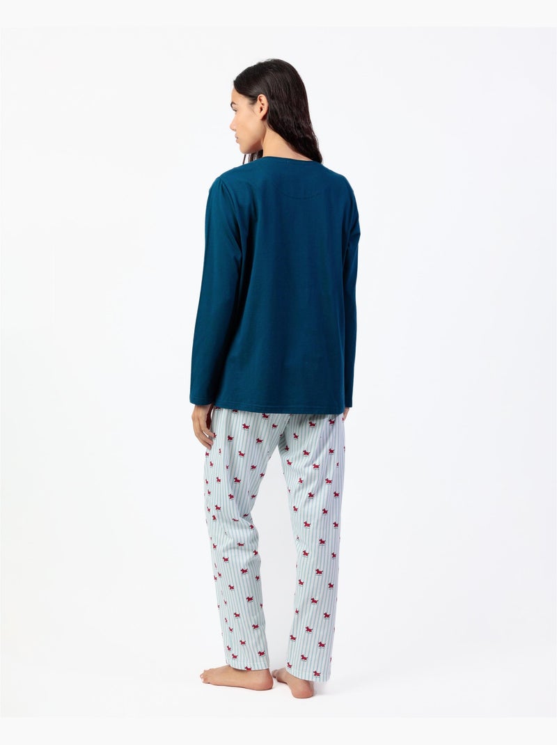 Pyjama à manches longues à rayures Lou Lou pour femme ADMAS Bleu marine - Kiabi