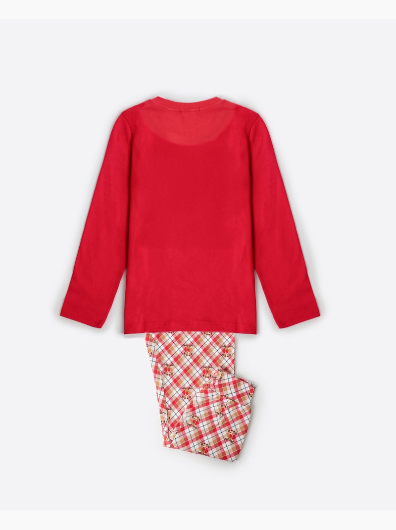 Pyjama à manches longues ADMAS à motif renne pour garçons Rouge - Kiabi