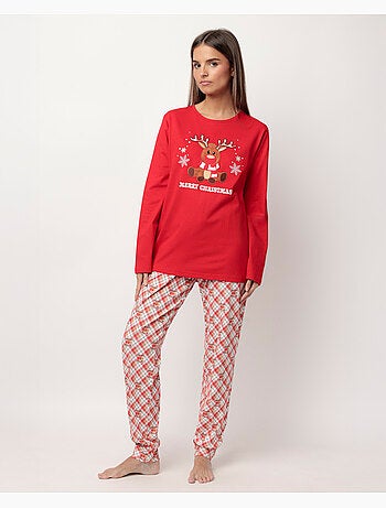 Pyjama à manches longues ADMAS à motif rennes pour femmes