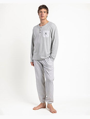 Pyjama pantalon polo manches longues heritage