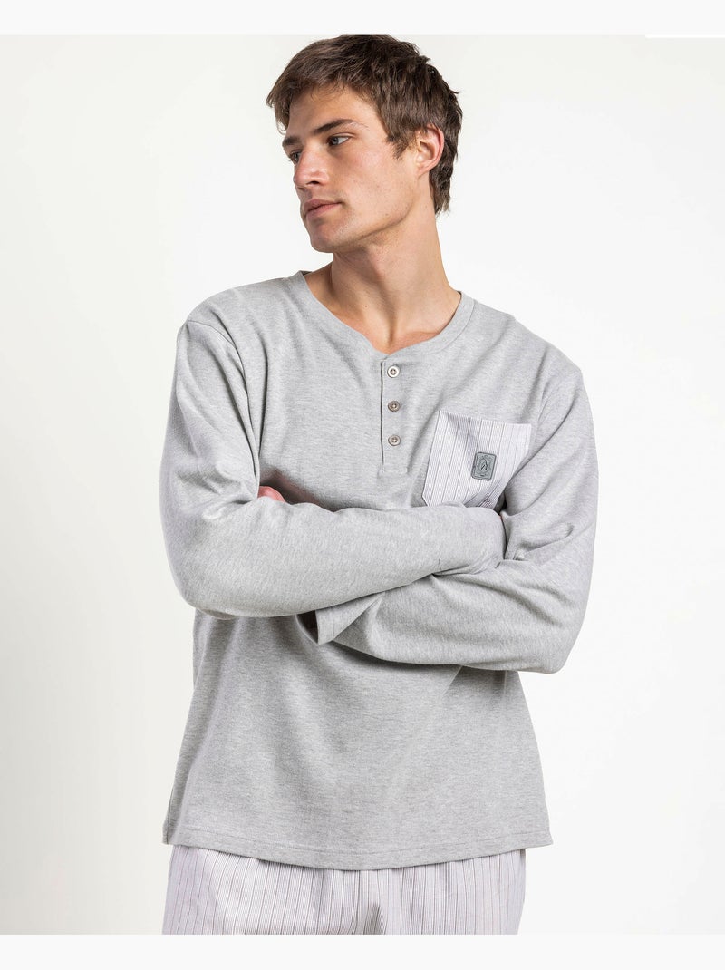 Pyjama à manches longues ADMAS CLASSIC Heritage pour homme Gris chiné - Kiabi