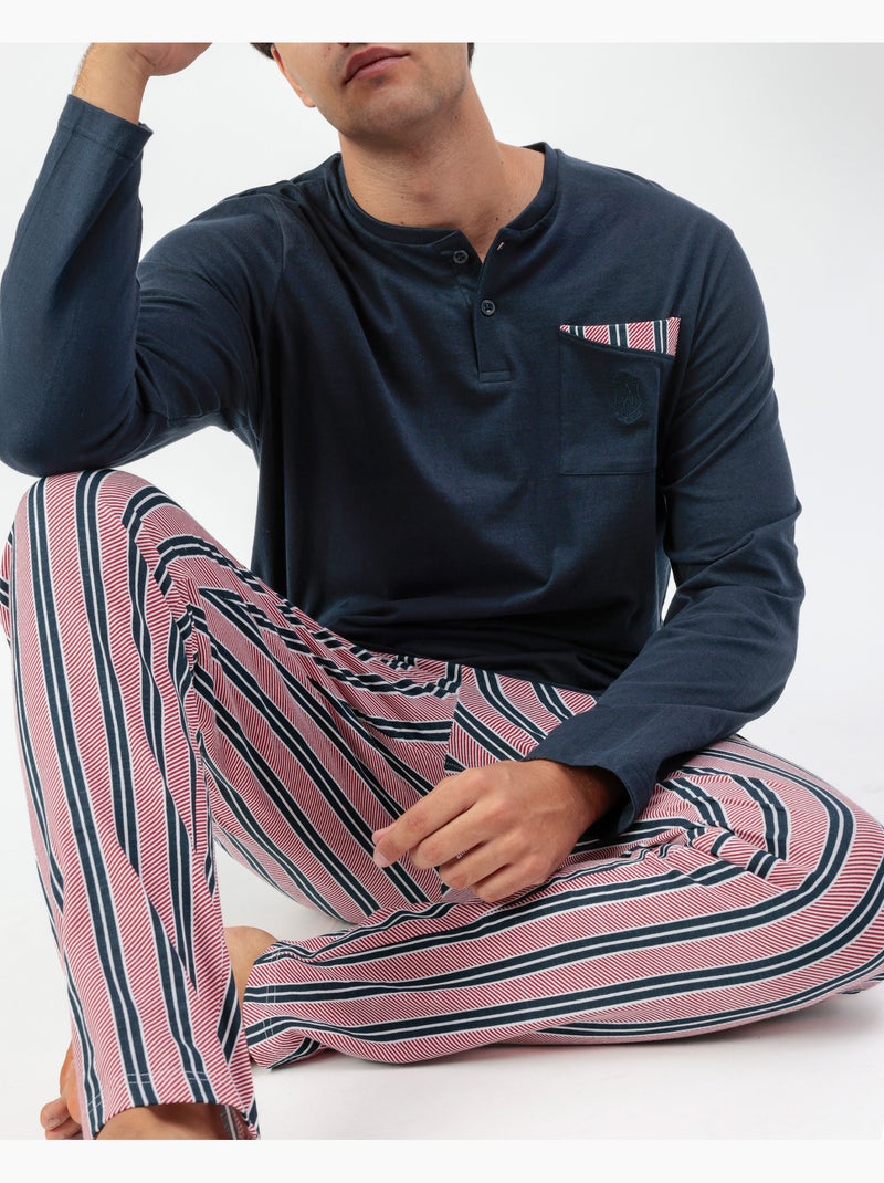 Pyjama à manches longues ADMAS CLASSIC pour homme Bleu marine - Kiabi