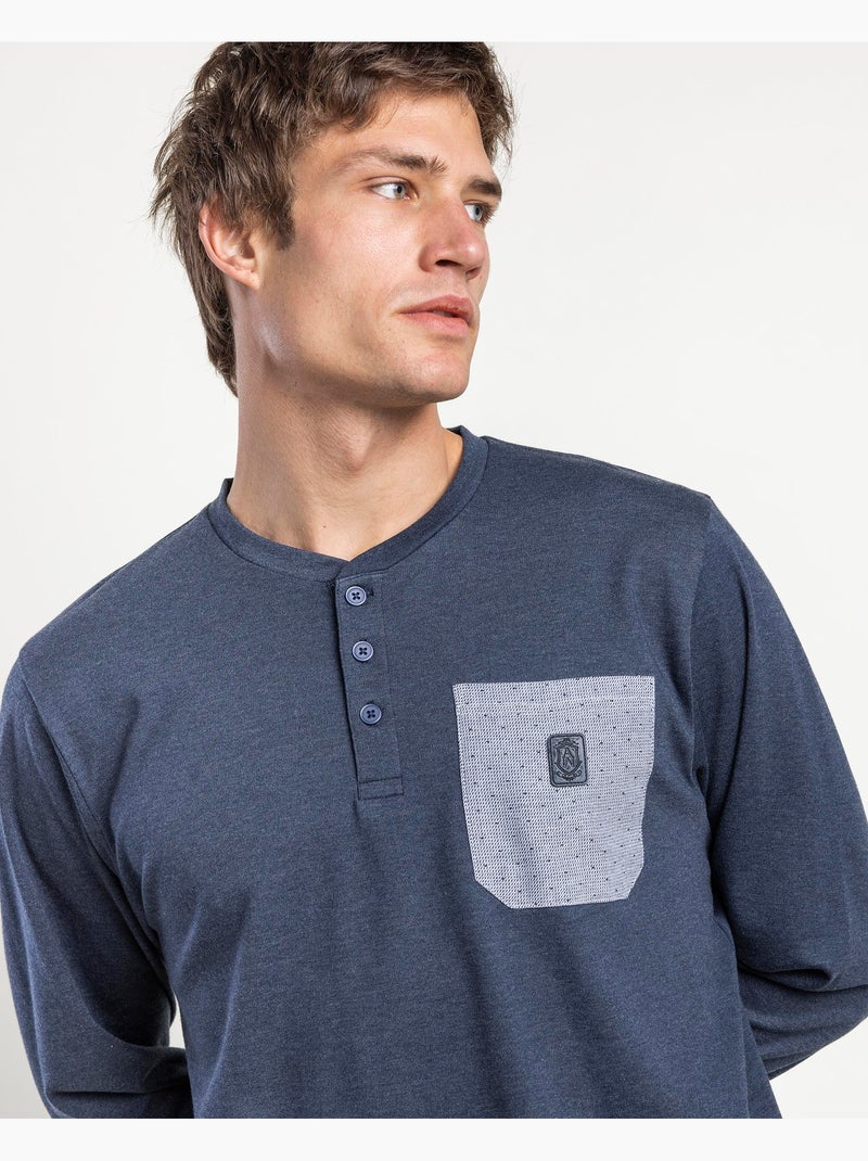 Pyjama à manches longues ADMAS CLASSIC pour homme, couleur pierre Bleu - Kiabi