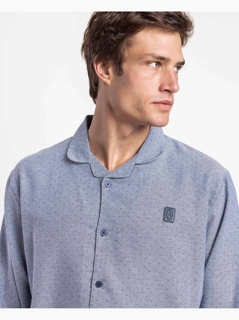 Pyjama à manches longues ADMAS CLASSIC pour homme, couleur pierre, ouvert Bleu - Kiabi