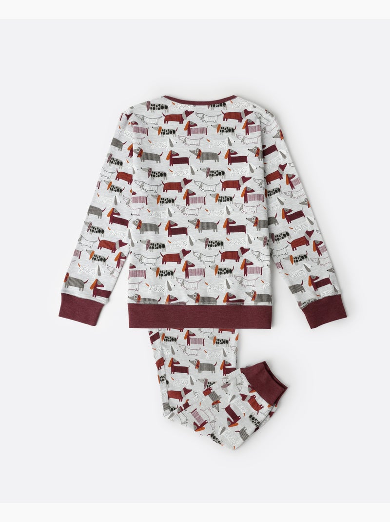 Pyjama à manches longues ADMAS Dog Home pour fille Gris chiné - Kiabi