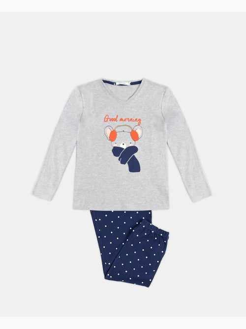 Pyjama à manches longues ADMAS Good Morning Mouse pour fille - Kiabi