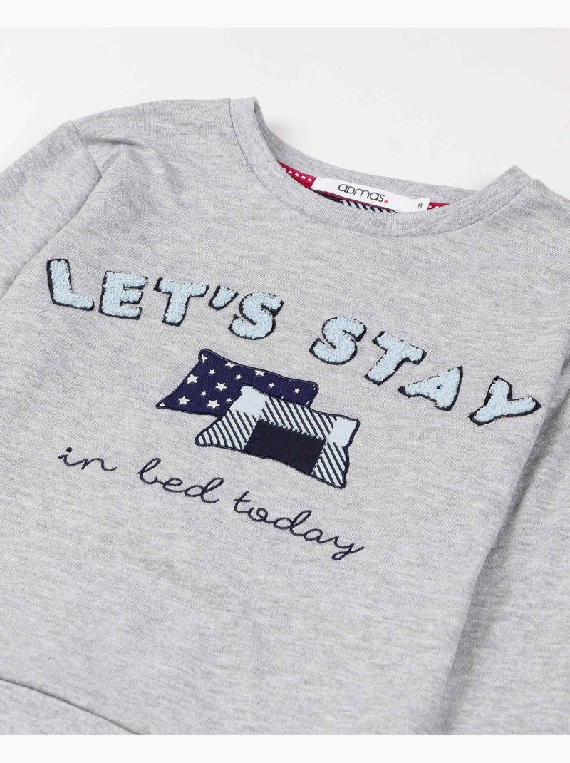 Pyjama à manches longues ADMAS Let's Stay for Girl Gris chiné - Kiabi