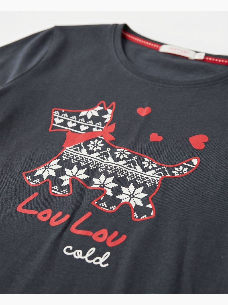 Pyjama à manches longues ADMAS Lou Lou Cold pour fille Bleu marine - Kiabi