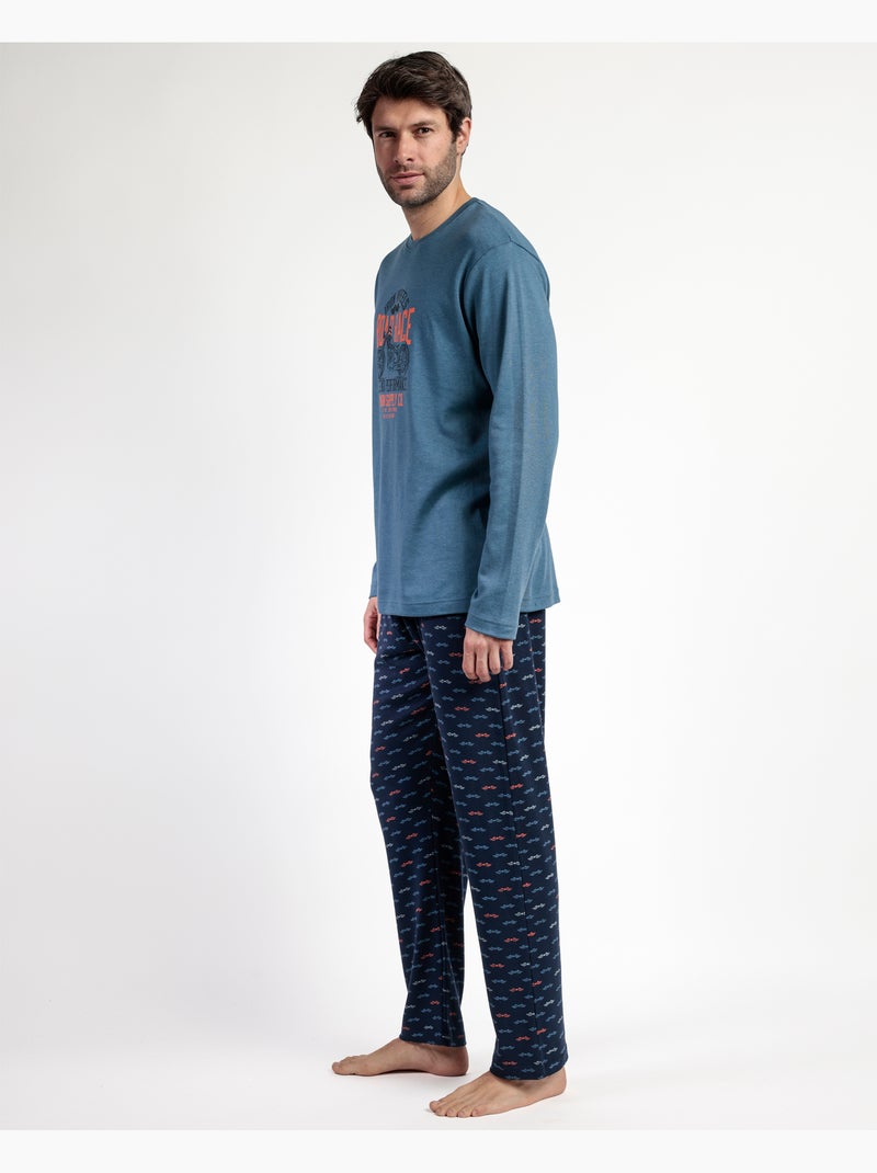 Pyjama à manches longues ADMAS pour homme, idéal pour la course sur route Bleu - Kiabi