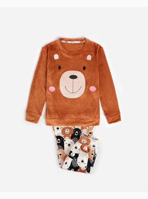 Pyjama à manches longues ADMAS Velvet Bear Family pour filles - Kiabi