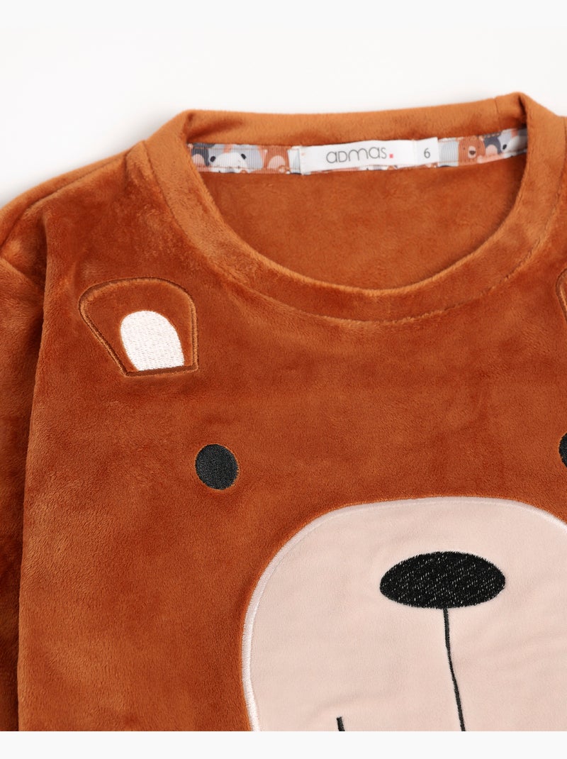 Pyjama à manches longues ADMAS Velvet Bear Family pour filles Marron - Kiabi