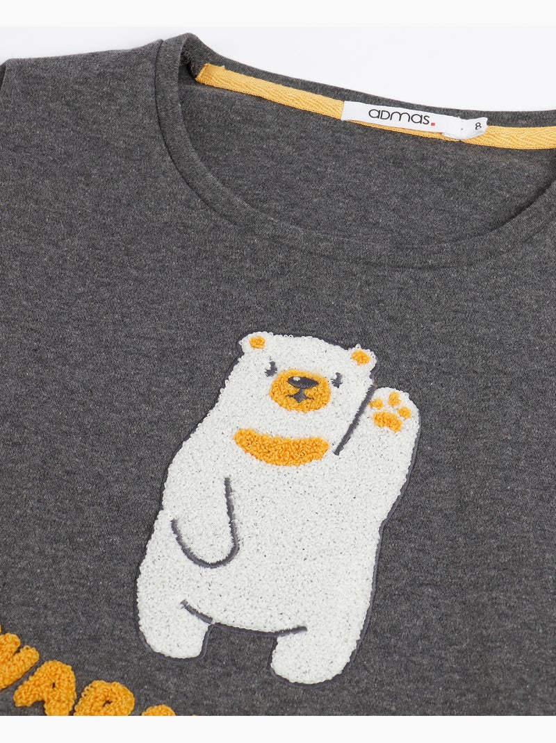 Pyjama à manches longues ADMAS Warm Hugs pour filles Gris chiné - Kiabi