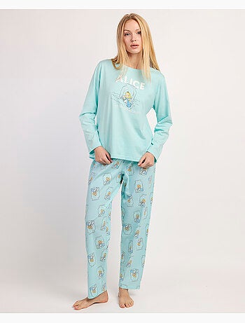 Pyjama à manches longues Alice bleu pour femme Disney
