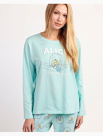Pyjama à manches longues Alice bleu pour femme Disney