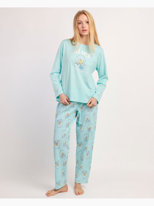 Pyjama à manches longues Alice bleu pour femme Disney - Kiabi