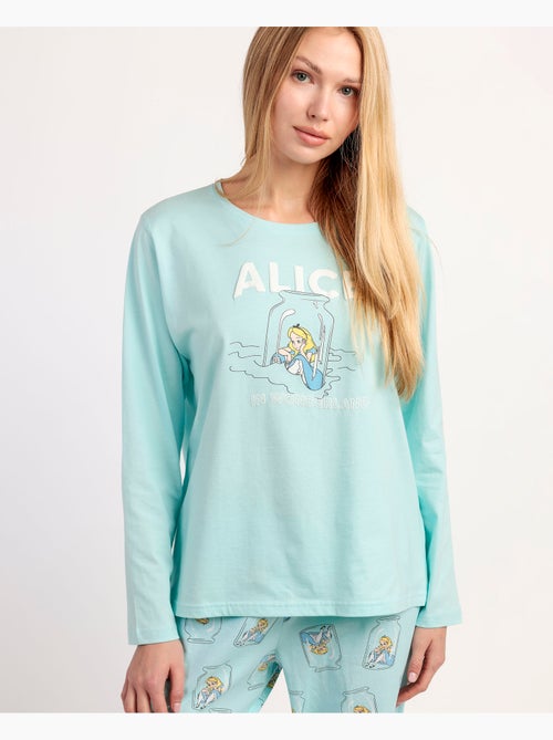 Pyjama à manches longues Alice bleu pour femme Disney - Kiabi