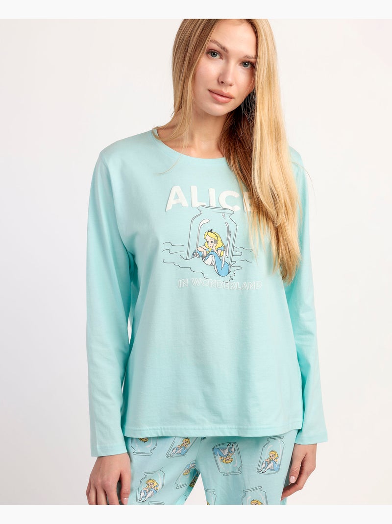 Pyjama à manches longues Alice bleu pour femme Disney Bleu - Kiabi