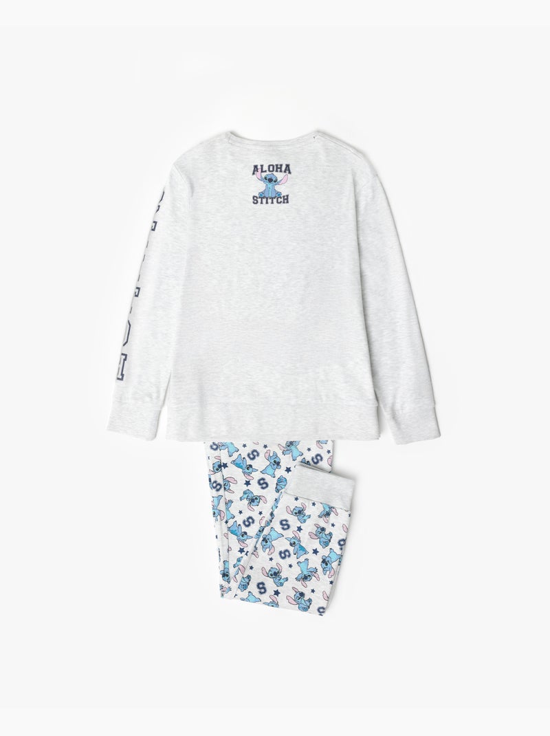 Pyjama à manches longues Aloha Stitch pour fille DISNEY Gris chiné - Kiabi