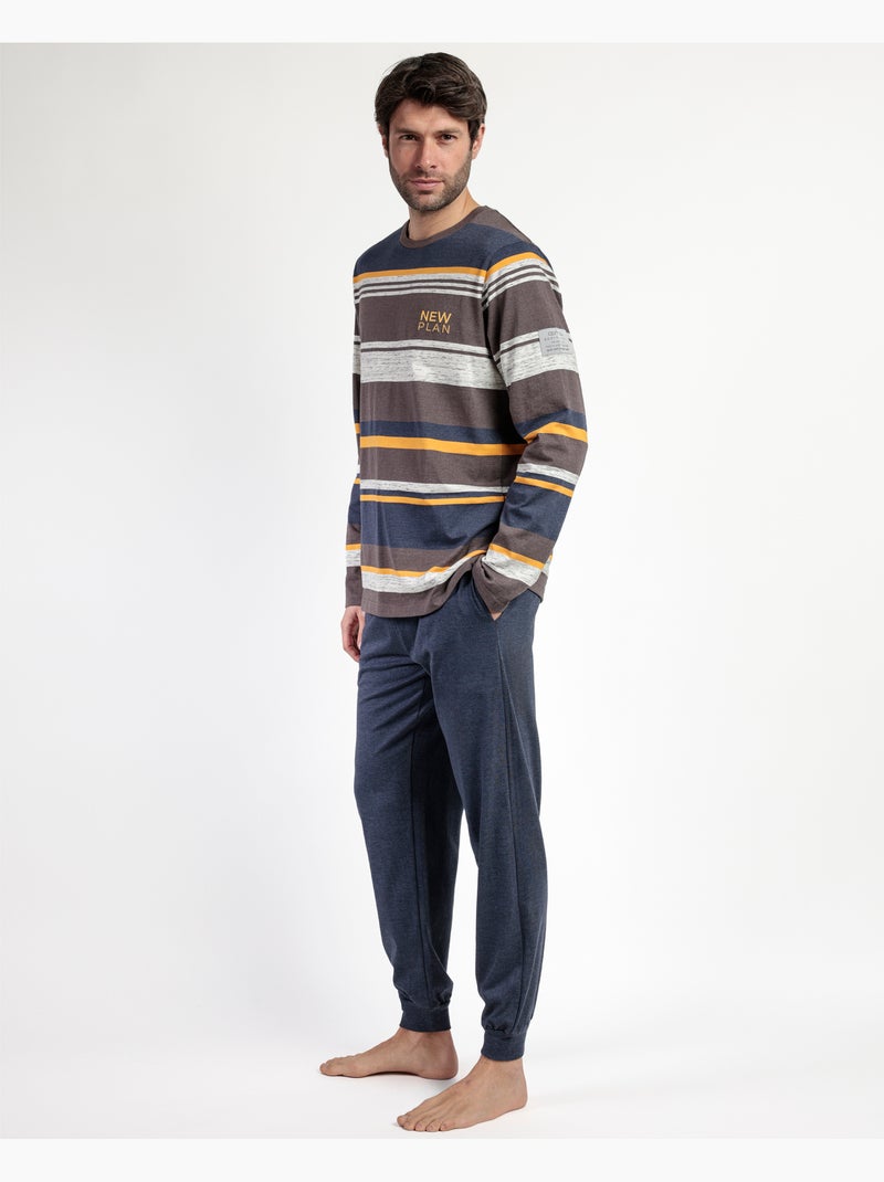 Pyjama à manches longues Amber pour homme NEW PLAN Marron - Kiabi