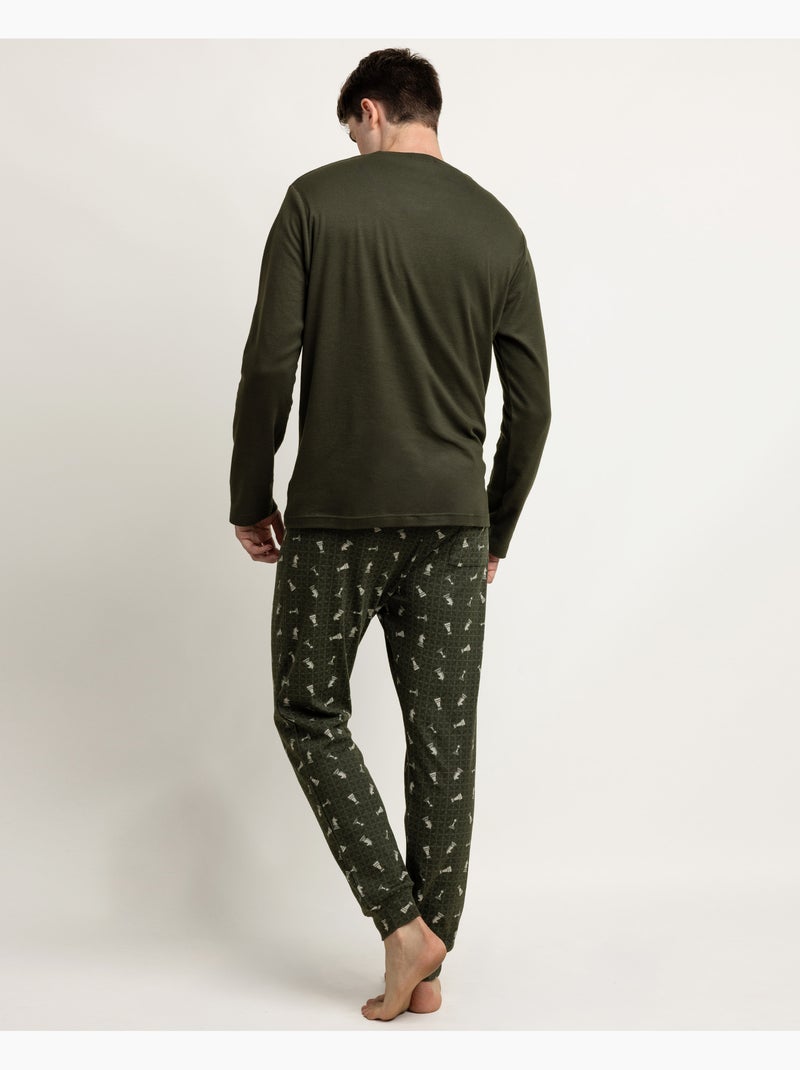 Pyjama à manches longues ANTONIO MIRO Chess pour hommes Vert - Kiabi