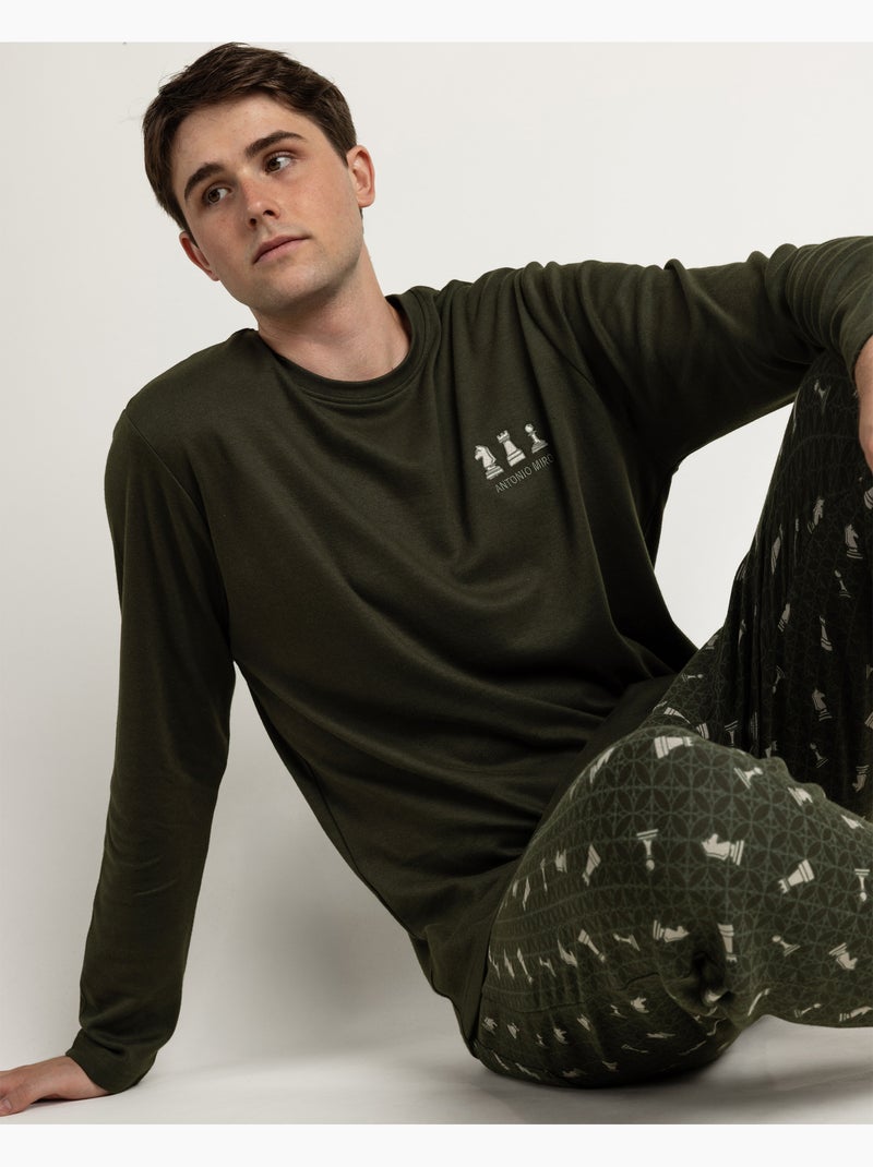 Pyjama à manches longues ANTONIO MIRO Chess pour hommes Vert - Kiabi
