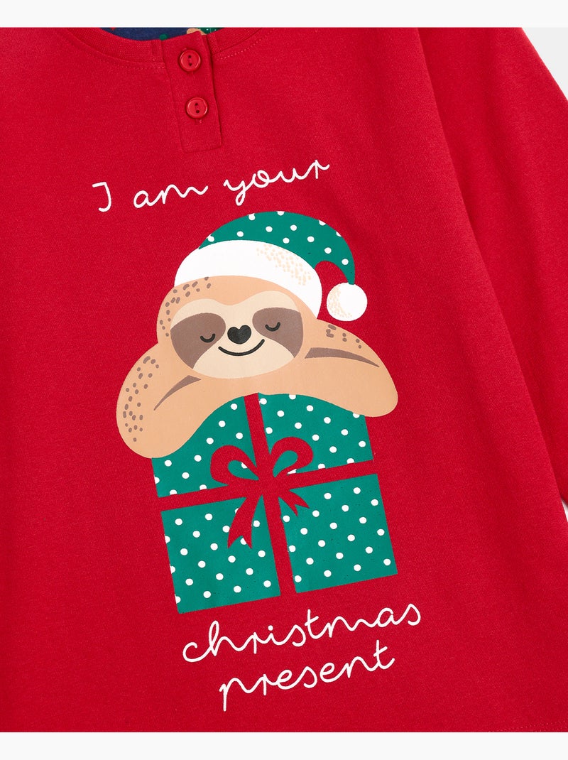 Pyjama à manches longues AUSSI Passez un Noël tranquille pour fille Rouge - Kiabi
