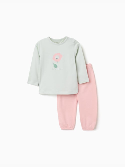 Pyjama à manches longues avec imprimé de fleurs - Kiabi
