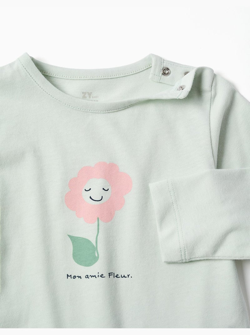 Pyjama à manches longues avec imprimé de fleurs Vert - Kiabi
