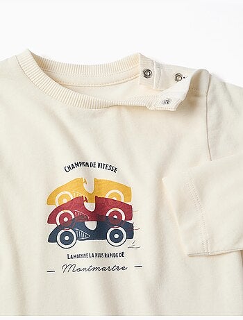 Pyjama à manches longues avec imprimé de voitures de course