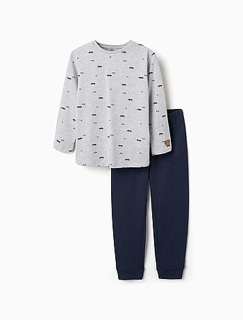 Pyjama à manches longues avec motif de voitures de course