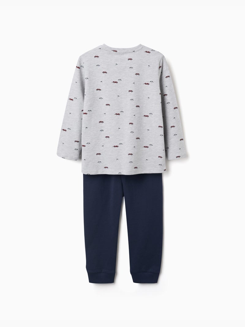 Pyjama à manches longues avec motif de voitures de course Gris - Kiabi