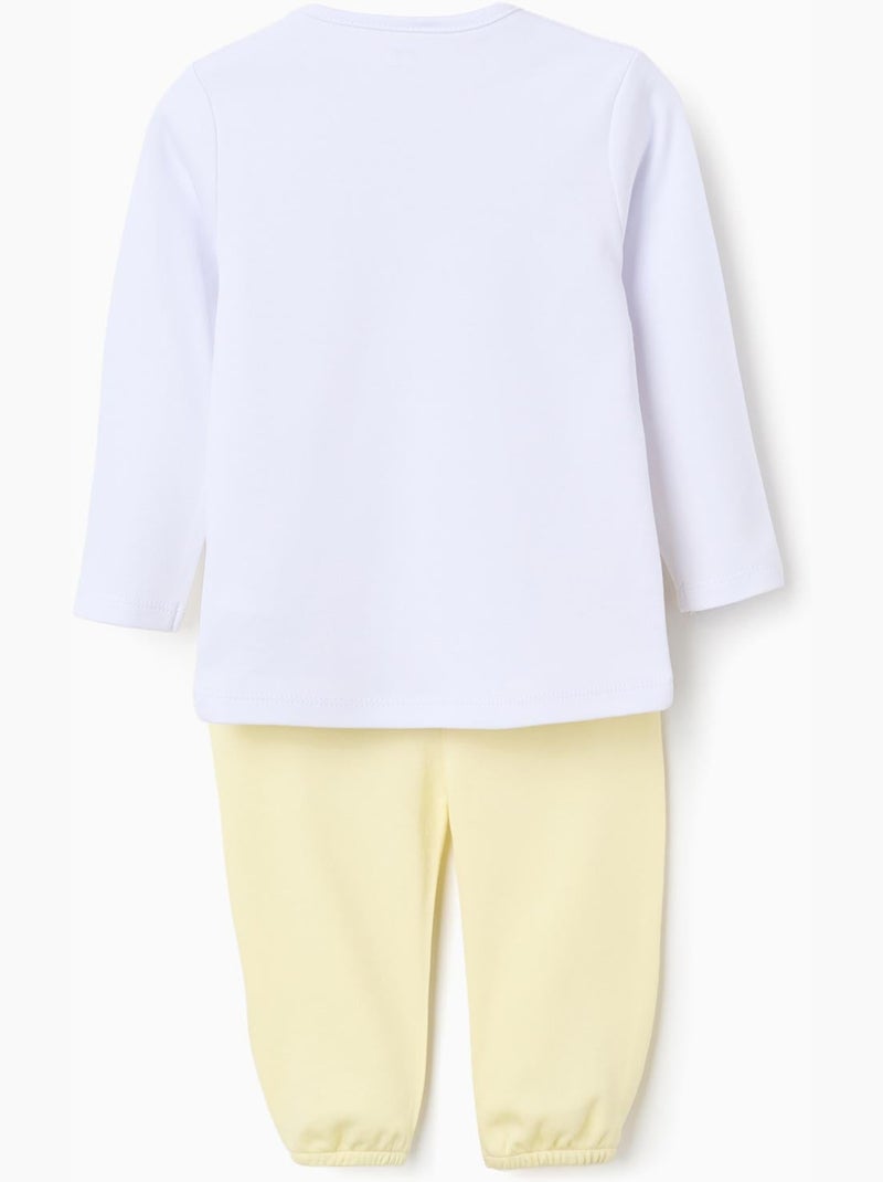 Pyjama à manches longues + bavoir en coton Blanc - Kiabi