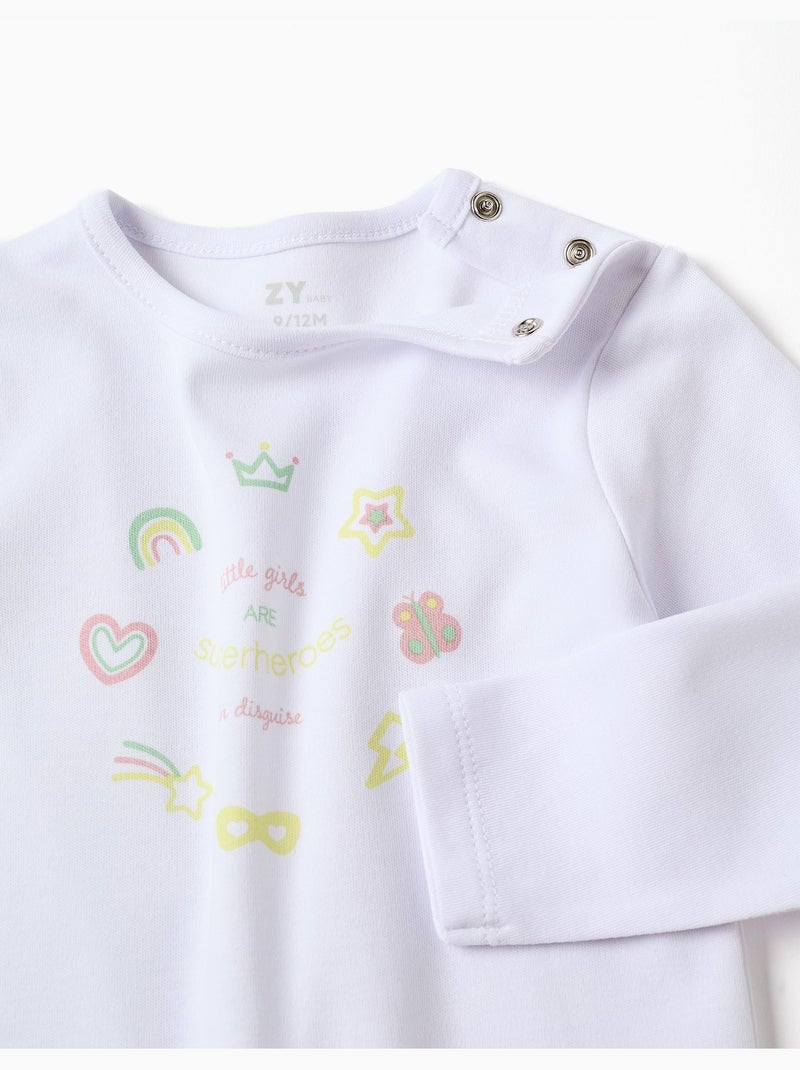 Pyjama à manches longues + bavoir en coton Blanc - Kiabi